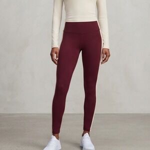 Splits59 Burgundy Leggings with Cream Side Stripe